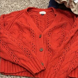 Universal Thread Women's Vivid Red Cable Knit Cardigan